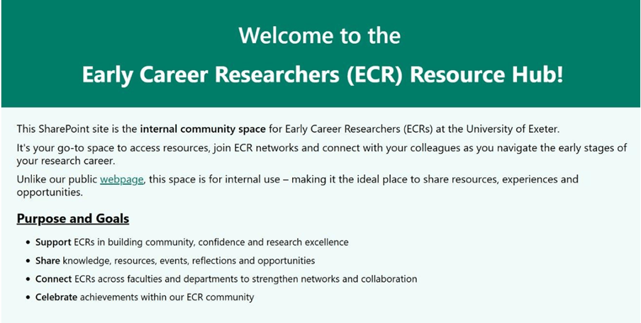 Figure 3 Information on Home Page of new site. The green theme links with the institutional colour branding and the information is clear and concise.